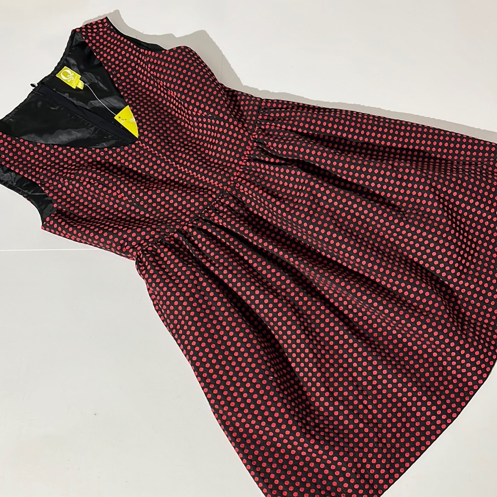 QMack black with red polka dot dress fit and flare sz 8 NEW!